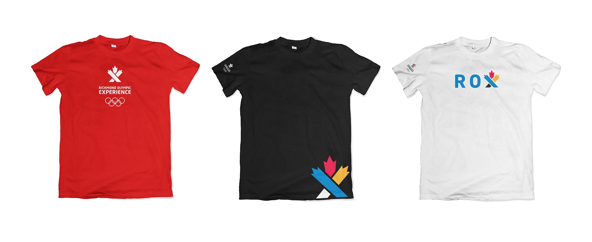 3 shirts with the different Richmond Olympic logo