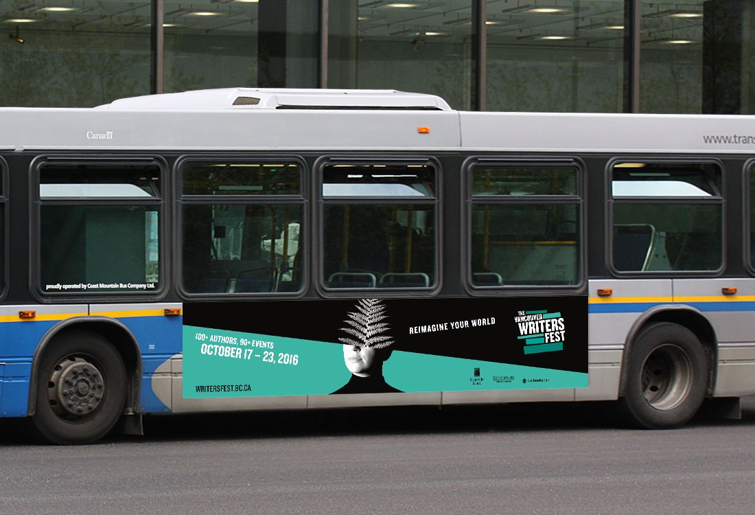 Vancouver Writers Fest's rebranded marketing transit bus wrap
