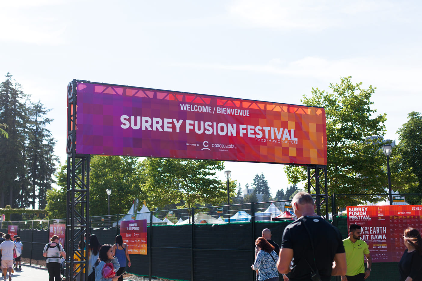 Surrey Fusion Festival outside welcome banner