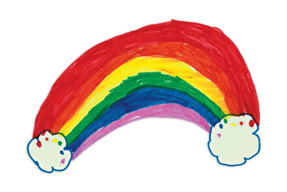 Rainbow featured on the hoarding project, drawn by a child within the Burnaby community 