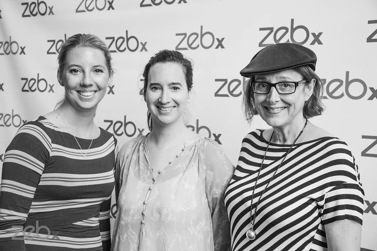 ZEBx launch party, featuring creative director, business development manager, and project manager at Hangar 18