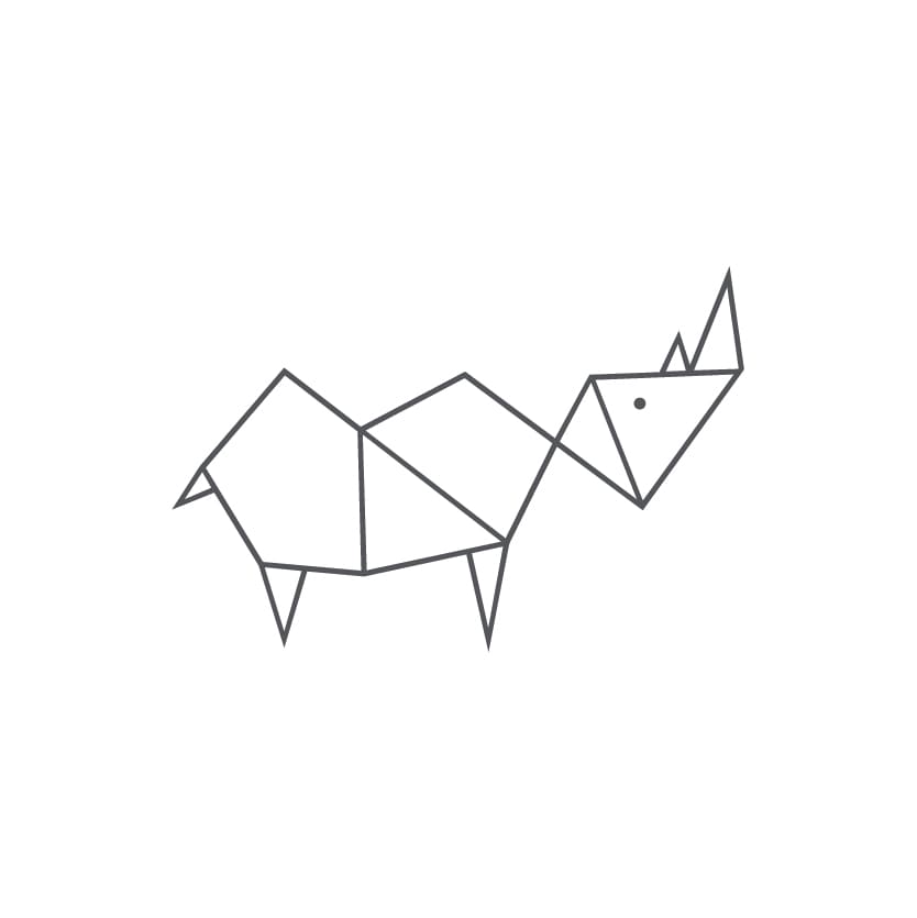 Lee + Pete real estate group rebranding image/logo of a rhino (charcoal)